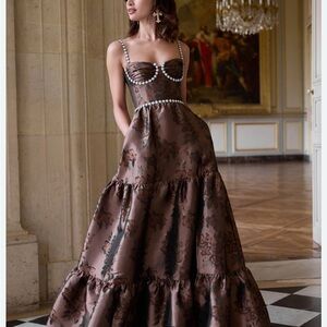 Elegant Brown Floral Dress